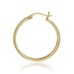18k Gold over Silver 1/8ct TDW Champagne Diamond Hoop Earrings