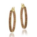 18k Gold over Silver 1/8ct TDW Champagne Diamond Hoop Earrings