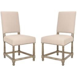 Bexley Beige Linen Nailhead Side Chairs (Set of 2)