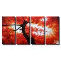 Hand-painted 'The Giving Tree' 4-piece Gallery-wrapped Canvas Art Set