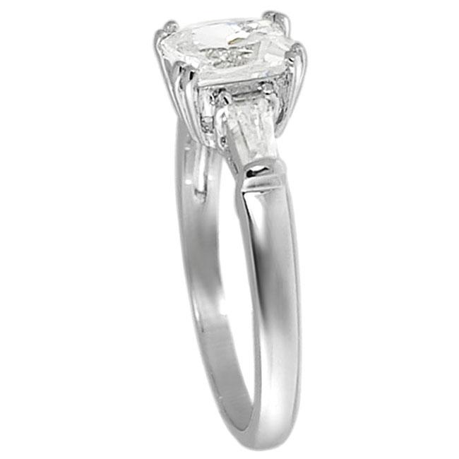 Journee Collection Silvertone Emerald and Baguette-cut CZ Ring