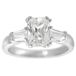 Journee Collection Silvertone Emerald and Baguette-cut CZ Ring