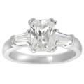 Journee Collection Silvertone Emerald and Baguette-cut CZ Ring