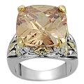 Two-tone Cushion-cut Orange Cubic Zirconia Ring