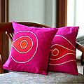 Set of 2 Cotton 'Origins of Fuchsia' Batik Cushion Covers (Thailand)