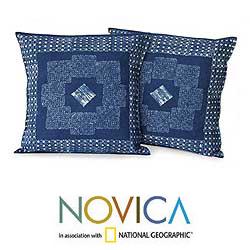 Set of 2 Cotton 'Hmong Indigo' Cushion Covers (Thailand)