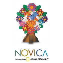 Handcrafted Wood 'Tree of Life' Display Jigsaw Puzzle (Mexico)