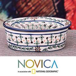 Handcrafted Ceramic 'Morning Bouquet' Soap Dish (Mexico)