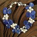 Silver 'Navy Shimmer' Pearl and Chalcedony Bracelet (4 mm) (India)