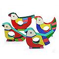 Set of 4 Pinewood 'Tropical Birds' Napkin Rings (El Salvador)