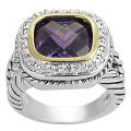 Journee Collection Two-tone Created Amethyst and Pave-set CZ Ring