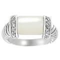 Tressa Silvertone CZ and Mother of Pearl Twist Ring