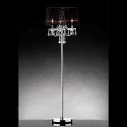Noble 3-light Black Faux Silk Shade Chrome Crystal Floor Lamp