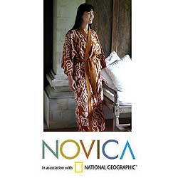 Cotton 'Caramel Clouds' Batik Robe (Indonesia)