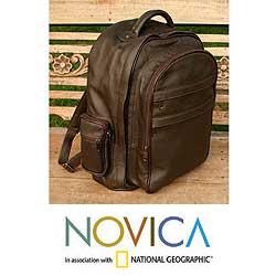 Leather 'Efficient Brown' Backpack (Brazil)