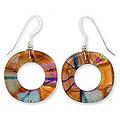 Sterling Silver 'Open Sun' Art Glass Dangle Earrings (Mexico)