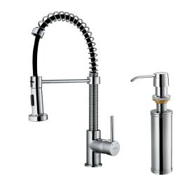 Vigo Chrome Pullout Spray Kitchen Faucet with Soap Dispenser