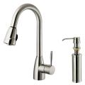 Vigo Stainless Steel Pullout Spray Kitchen Faucet with Soap Dispenser