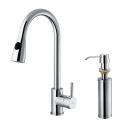 Vigo Chrome Pullout Spray Kitchen Faucet with Soap Dispenser
