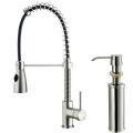 Vigo Stainless Steel Pullout Spray Kitchen Faucet with Soap Dispenser