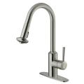 Vigo Stainless Steel Pullout Spray Kitchen Faucet with Deck Plate