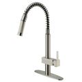Vigo Stainless Steel Pullout Spray Kitchen Faucet with Deck Plate