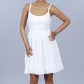 JFW Women's Junior's White Cotton Eyelet-hem Scoop Neck Dress