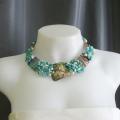 Abalone, Turquoise and Pearl Link Necklace (5-9 mm) (Philippines)