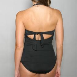 Jantzen Women's Black Twisted 1-piece Maillot Swimsuit