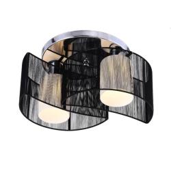 Symmetric Double Black Shade Flushmount Chandelier