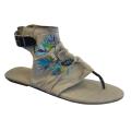 Muk Luks Women's Sun Luks Printed Canvas Cut-out Scrunched Gladiator Sandals