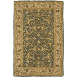Handmade Heritage Kashen Blue/ Beige Wool Rug (4' x 6')
