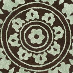 Handmade Soho Chrono Brown/ Teal New Zealand Wool Rug (6' Round)