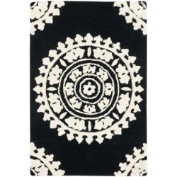Handmade Soho Chrono Black/ Ivory New Zealand Wool Rug (2' x 3')