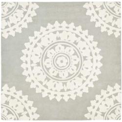 Handmade Soho Chrono Grey/ Ivory New Zealand Wool Rug (6' Square)