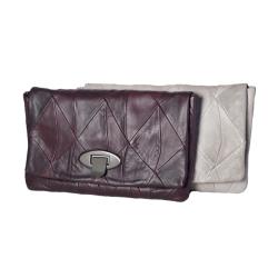 David & Scotti Origami Distressed Glazed Leather Clutch