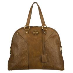 Yves Saint Laurent 'Muse' Brown Pebbled Leather Tote Bag