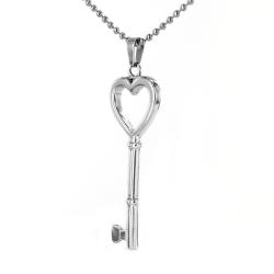 West Coast Jewelry Stainless Steel Heart Key Necklace