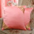 Set of 2 Sari Fabric Decorative Peach Pink Pillow Covers (India)