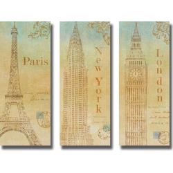 John Zaccheo 'Travel Monuments' 3-piece Canvas Art Set