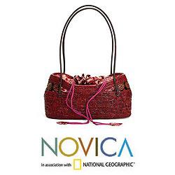 Ate Grass 'Lavish Crimson' Medium Tote Handbag (Indonesia)