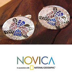 Sterling Silver 'New Leaf' Cufflinks (India)