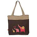 Handcrafted Cotton 'Festive Elephants' Large Shoulder Bag (Thailand)