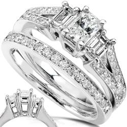 14k White Gold 1 1/3ct TDW Diamond Bridal Ring Set (G-H, SI1-SI2)