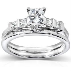 14k White Gold 1ct TDW Certifed Diamond Bridal Ring Set (D-E, SI1-SI2)