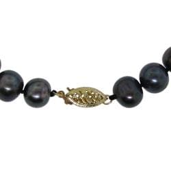 14-karat Yellow Gold Black Pearl 3-piece Jewelry Set (8-9 mm)
