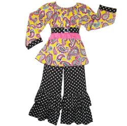 AnnLoren Boutique Girl's Paisley Top and Polka Dot Pants Set