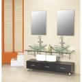 Modern Auxiliary Cabinet with Glass Top and Vessel Sinks