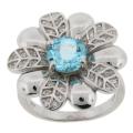 Meredith Leigh Sterling Silver Blue and White Topaz Flower Ring