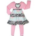 Ann Loren Girl's Floral Zebra Dress and Leggings Set